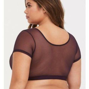 NWT Torrid Crop Top Grape Purple Mesh Short Sleeve Under-It-All 3/3X